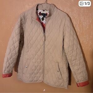 Lands' End Tan Quilted field jacket. Large